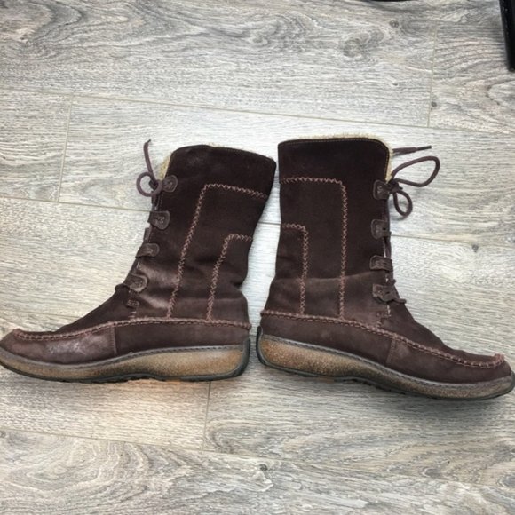 TIMBERLAND Fauna Lace Brown Leather Boots Size 6.5 - Picture 8 of 11